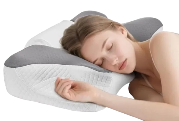 Mujer durmiendo en una almohada ortopédica para cervicales